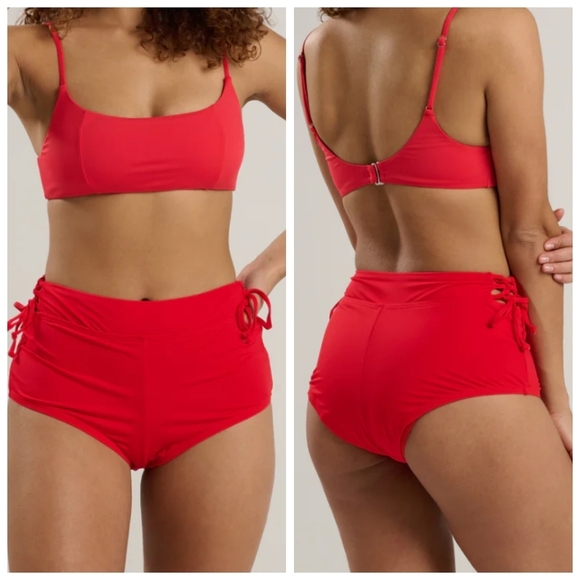 2/$25-Quintsoul Highrise Bikini Shorts Bottoms Red Size Small NWT - Picture 3 of 10